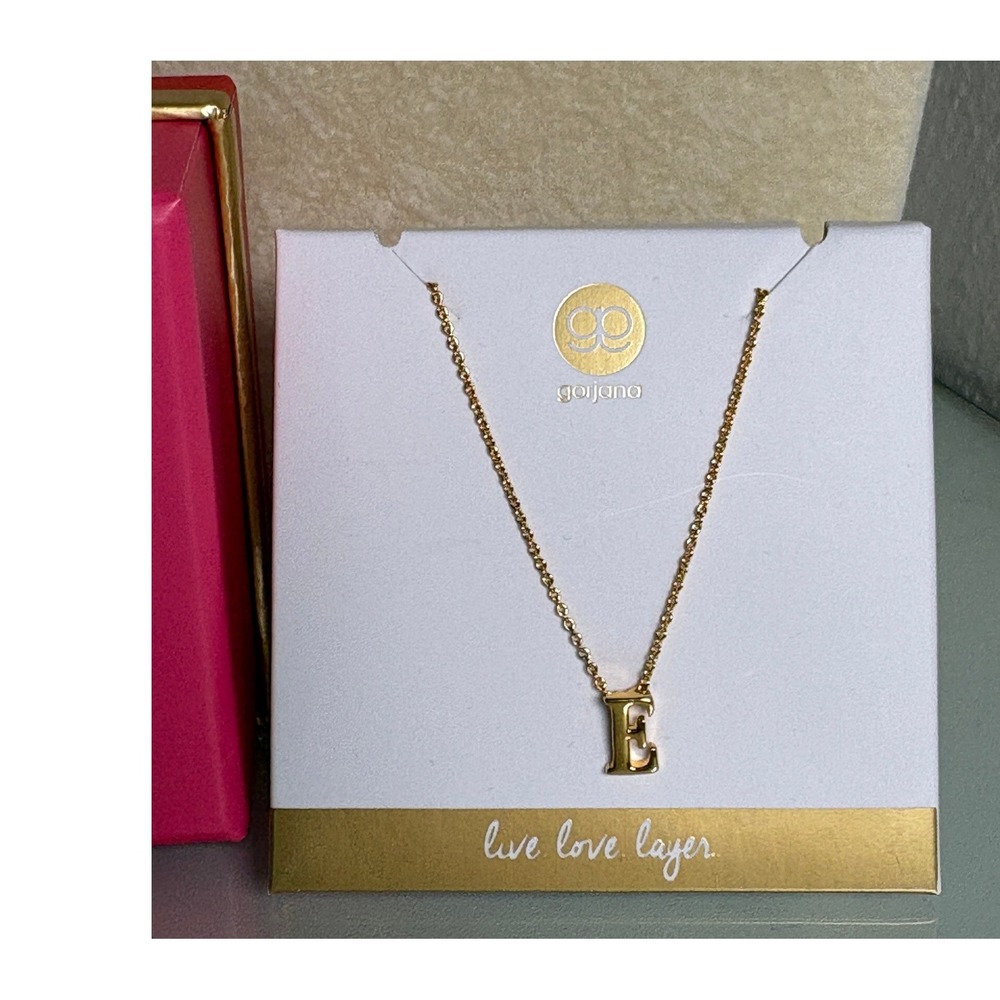 Gorjana Bespoke Initial Necklace Gold Letter E Pendant 18k Gold Plated
